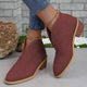 Women's pointed-toe ankle boots with block heels and horizontal upper detail