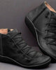 Women's lace-up ankle boots with side zipper and flat sole