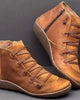 Women's lace-up ankle boots with side zipper and flat sole