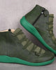 Women's lace-up ankle boots with side zipper and flat sole