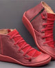 Women's lace-up ankle boots with side zipper and flat sole
