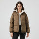 Women's quilted hooded jacket with zip fastening and contrasting lining