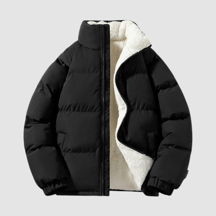 Women's quilted hooded jacket with zip fastening and contrasting lining