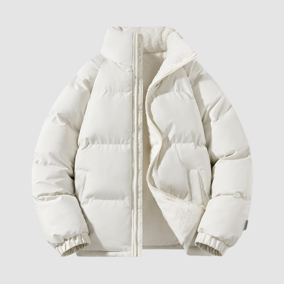 Women's quilted hooded jacket with zip fastening and contrasting lining