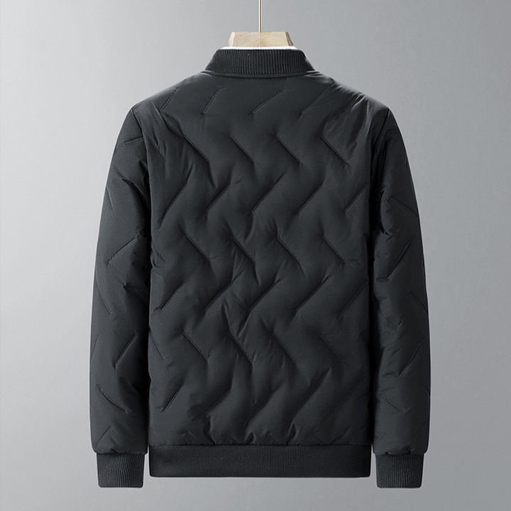 Quilted bomber jacket with ribbed trims, zip front and side pockets
