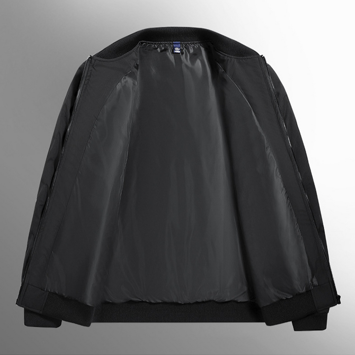 Quilted bomber jacket with ribbed trims, zip front and side pockets