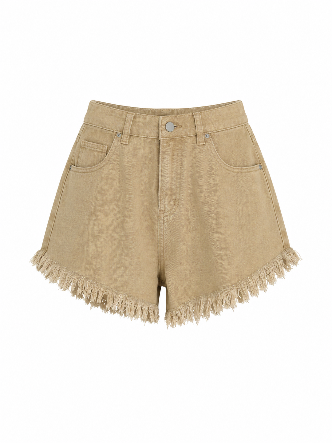 Women's beige mid-rise summer shorts