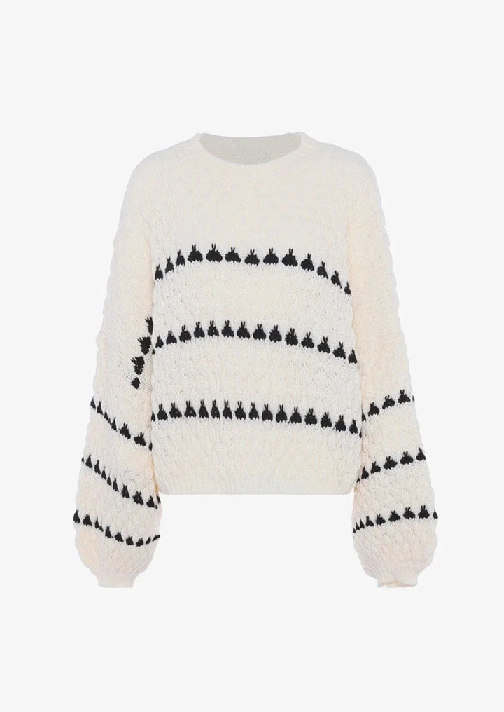 Women's geometric pattern crew neck jumper with long sleeves