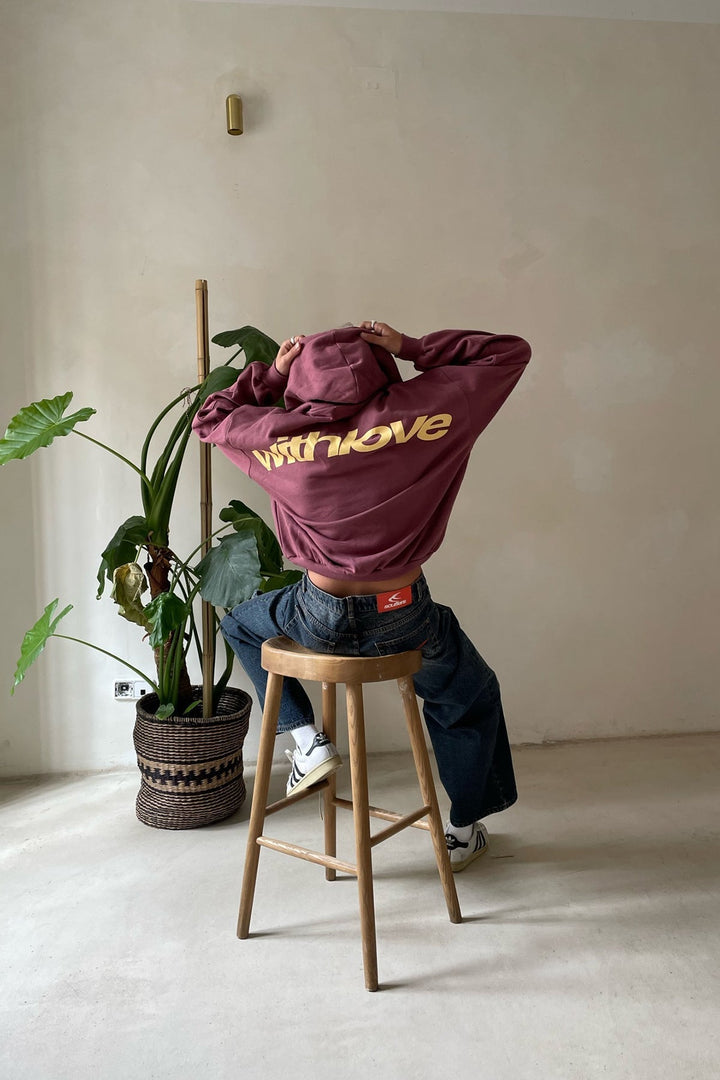 Graphic hoodie with large white back lettering