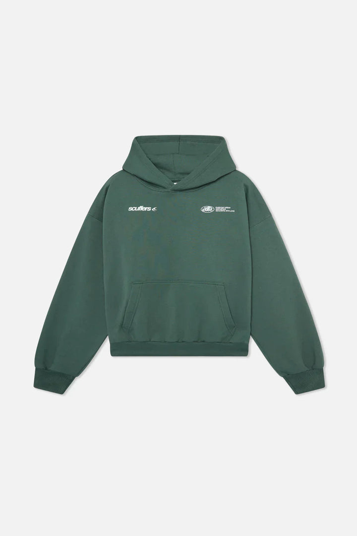 Graphic hoodie with large white back lettering