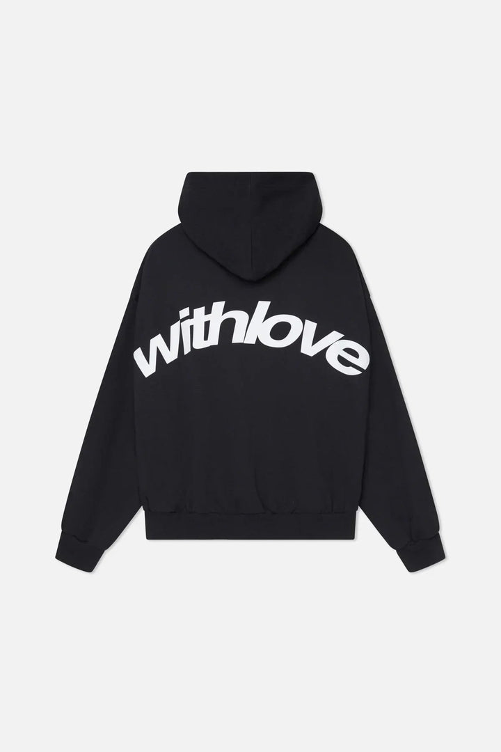 Graphic hoodie with large white back lettering