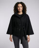 Women's belted wrap jacket with high collar and flared sleeves