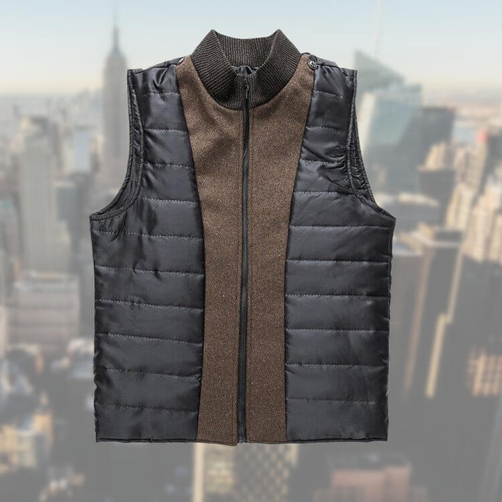 Men's button-front winter coat with stand collar