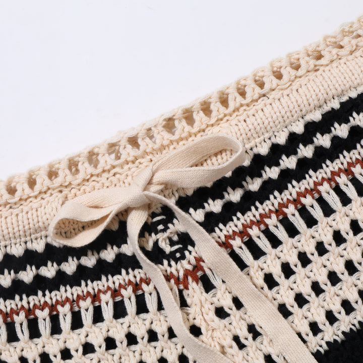 Tobin | Men's Crochet Knit Shorts with Drawstring and Striped