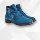 Women's ruched ankle boots with side zippers and low block heels