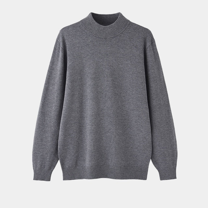 Plain mock neck sweater with long sleeves and ribbed trims