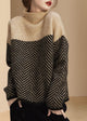 Women's geometric patchwork knit jumper with turtleneck and long sleeves