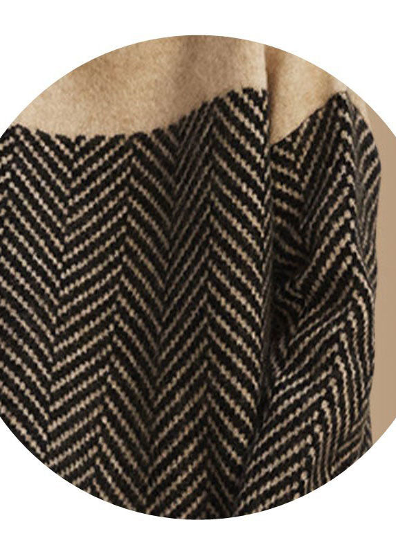 Women's geometric patchwork knit jumper with turtleneck and long sleeves