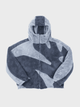Men's hooded geometric fleece jacket with long sleeves and zip front