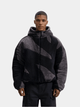 Men's hooded geometric fleece jacket with long sleeves and zip front