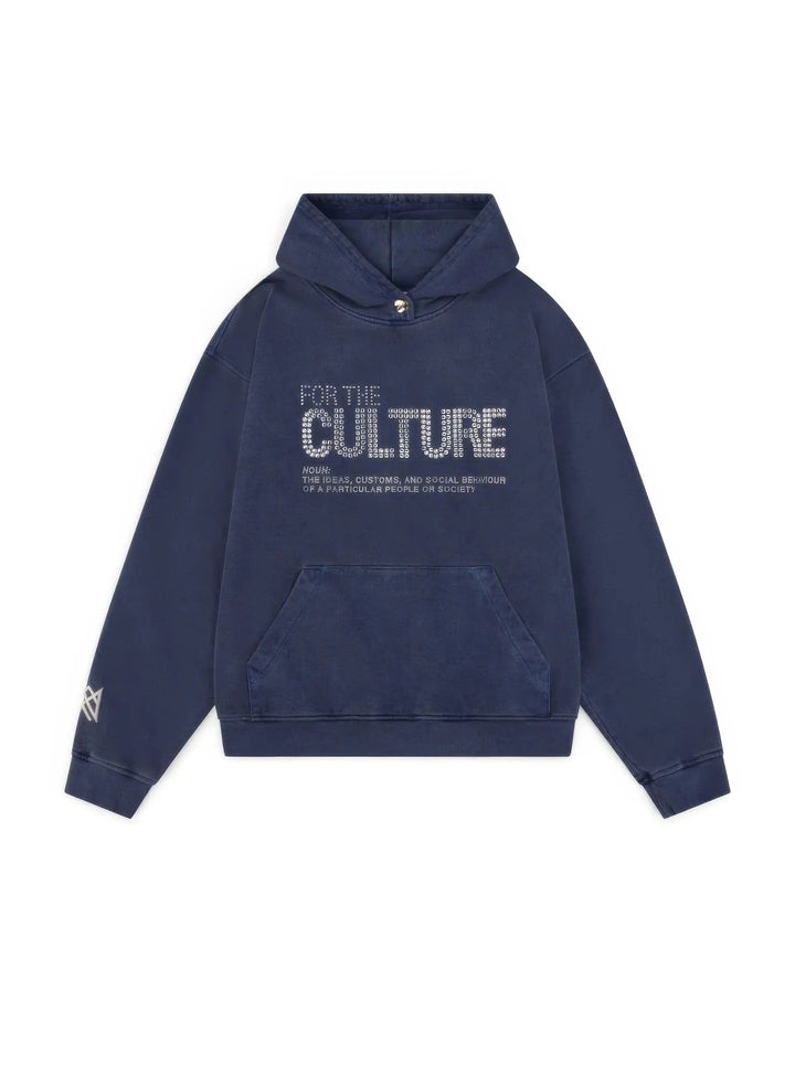 Women's blue graphic pullover hoodie with kangaroo pocket