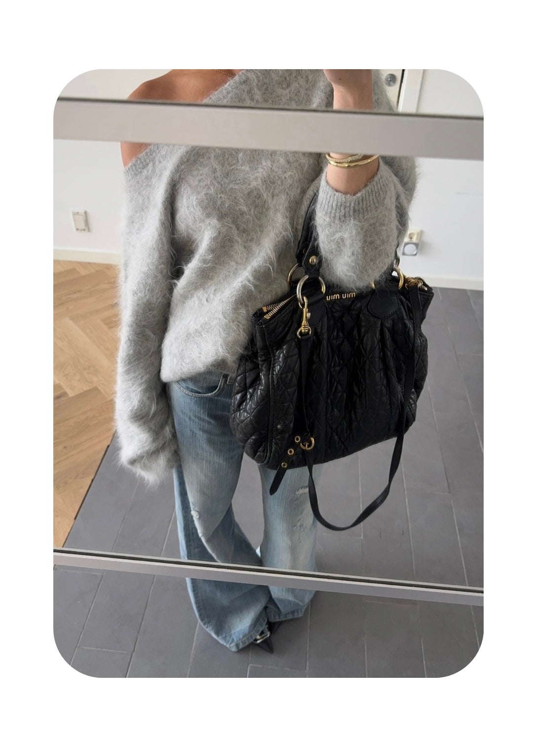 Women's fluffy off-shoulder sweater with long sleeves