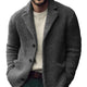 Men's textured button jacket with notch lapels and front patch pockets
