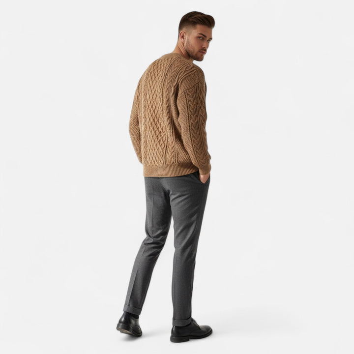 Men's cable knit crew neck jumper