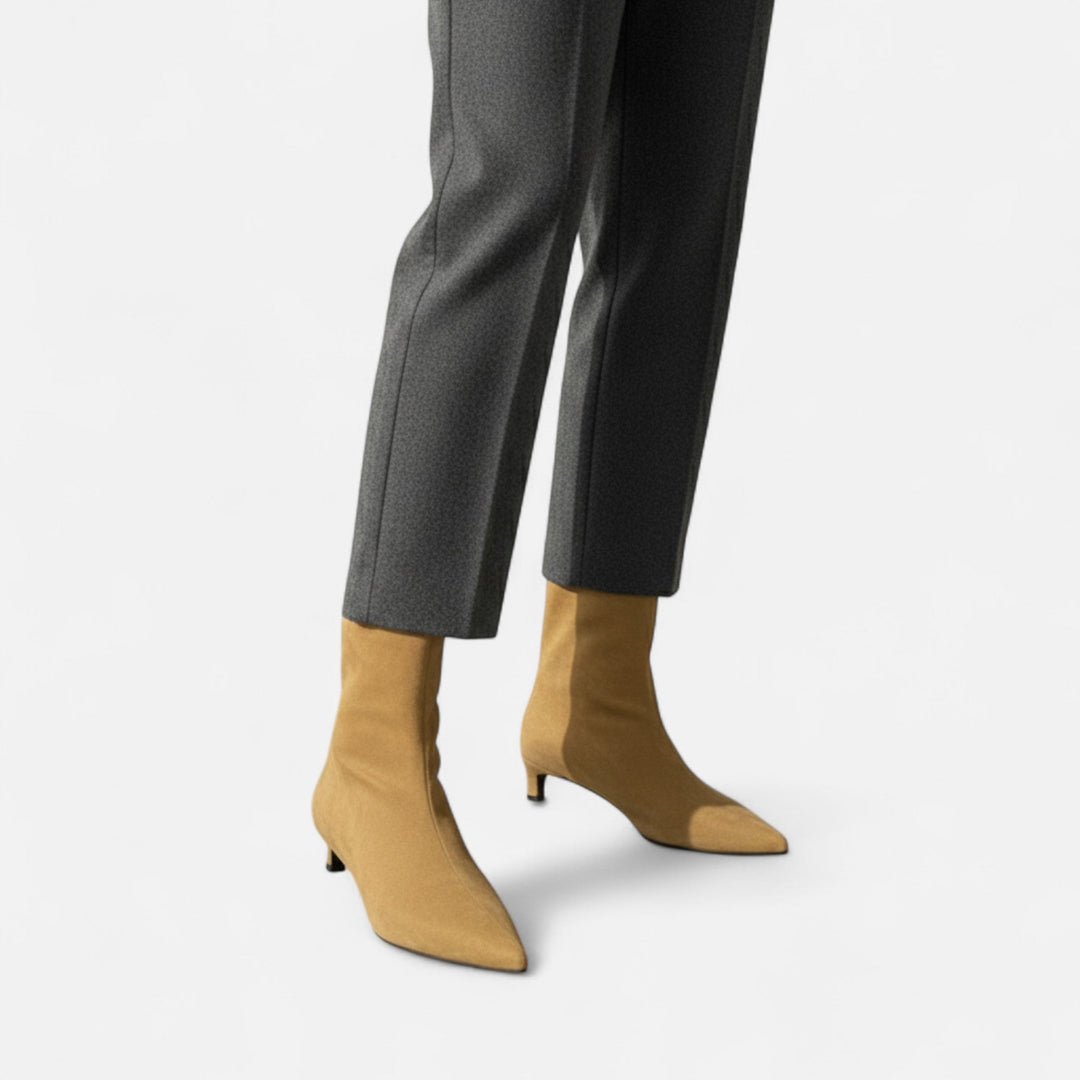 Women's pointed toe ankle boots with low heels