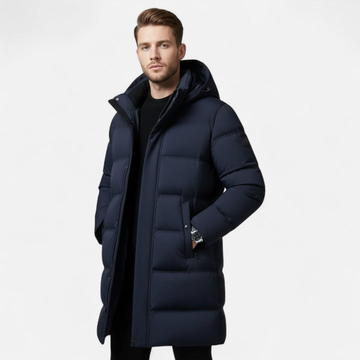 Men's longline hooded padded parka jacket
