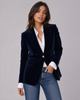 Women's velvet blazer with notched lapels and long sleeves