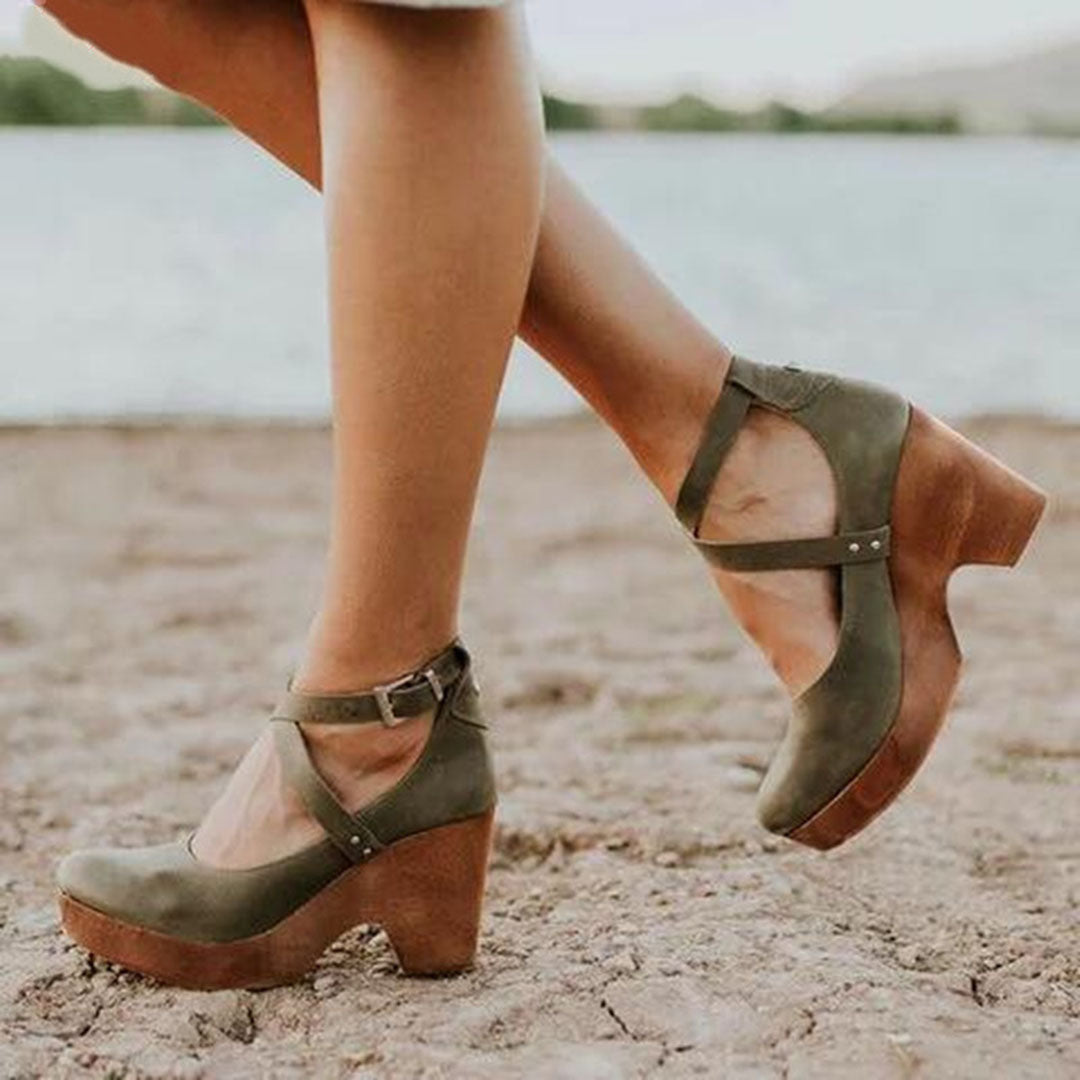 Teresa | Elegant Wedge Heels with Closed Toe & Ankle Strap - Image 3