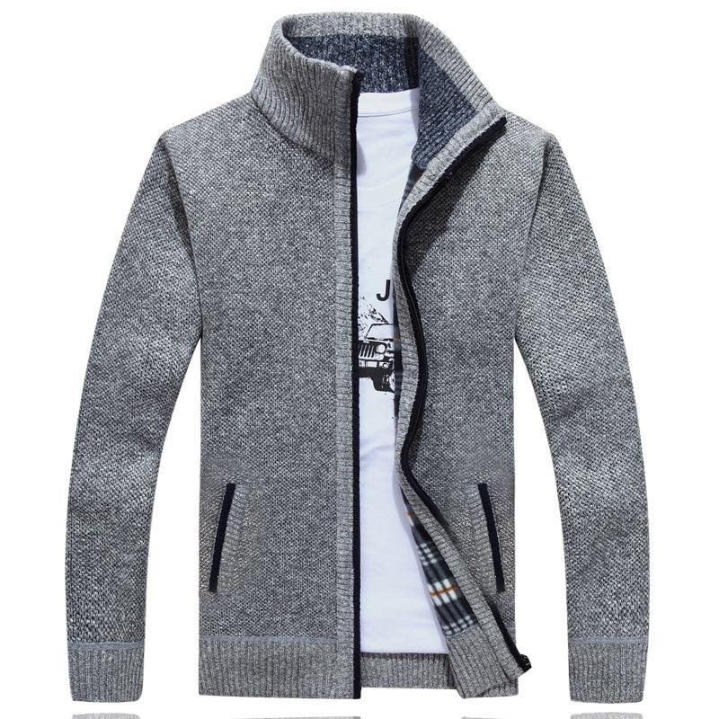 Women's high-neck knitted cardigan with zip front pockets