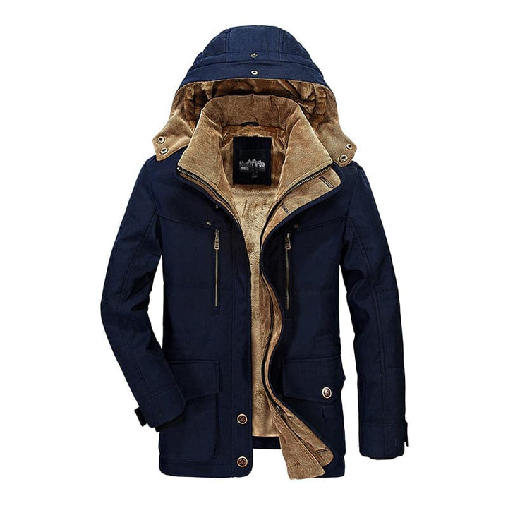Men's hooded multi-pocket winter parka jacket