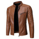 Men's stand collar jacket with long sleeves, front zip and zipped chest pocket