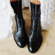 Women's lace-up knee-high boots with high block heels