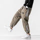 Men's jogger pants with contrasting side stripes and elastic cuffs