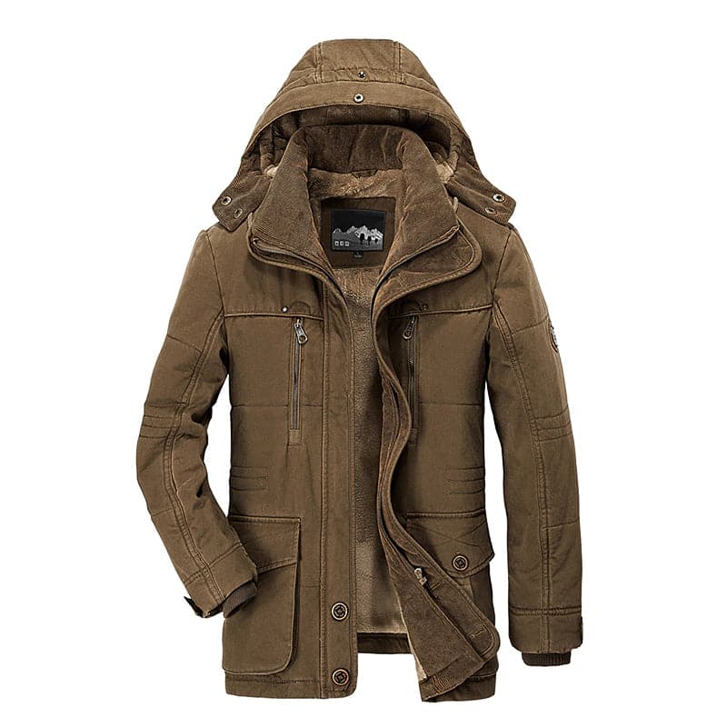 Men's hooded multi-pocket winter parka jacket
