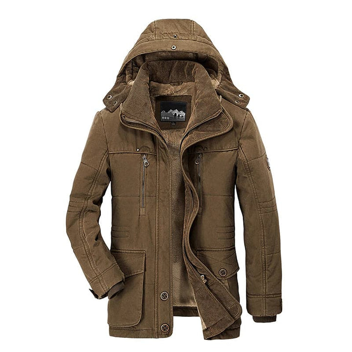 Men's hooded multi-pocket winter parka jacket