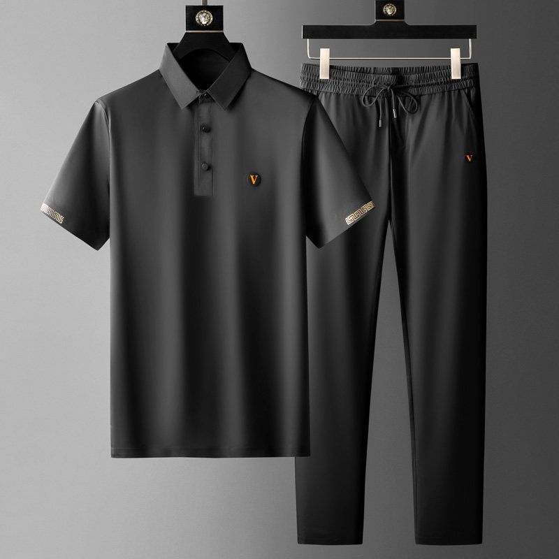 Men's Polo Shirt and Trousers Set, Short Sleeve