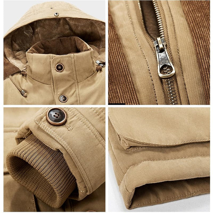 Men's hooded multi-pocket winter parka jacket