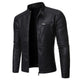 Men's stand collar jacket with long sleeves, front zip and zipped chest pocket