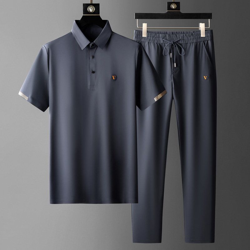 Men's Polo Shirt and Trousers Set, Short Sleeve