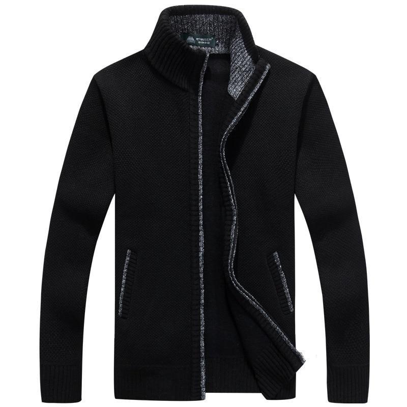 Women's high-neck knitted cardigan with zip front pockets