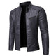 Men's stand collar jacket with long sleeves, front zip and zipped chest pocket
