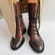 Women's lace-up knee-high boots with high block heels