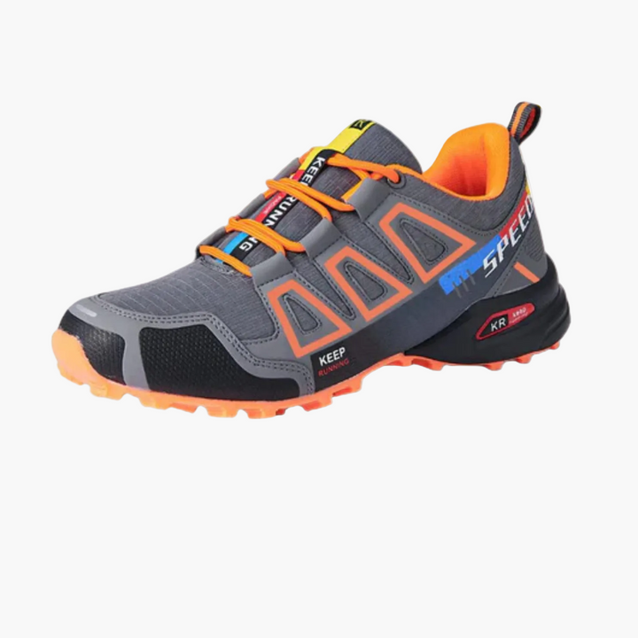 Men's colour-block running sneakers with lace-up fastening and ridged soles