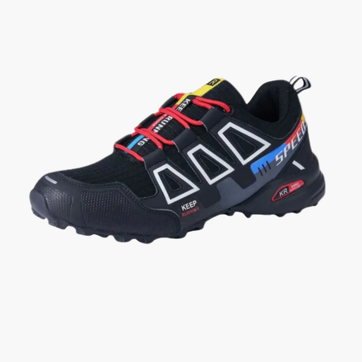 Men's colour-block running sneakers with lace-up fastening and ridged soles