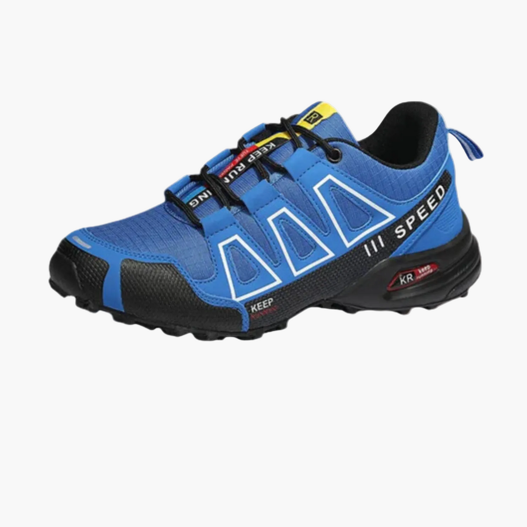 Men's colour-block running sneakers with lace-up fastening and ridged soles