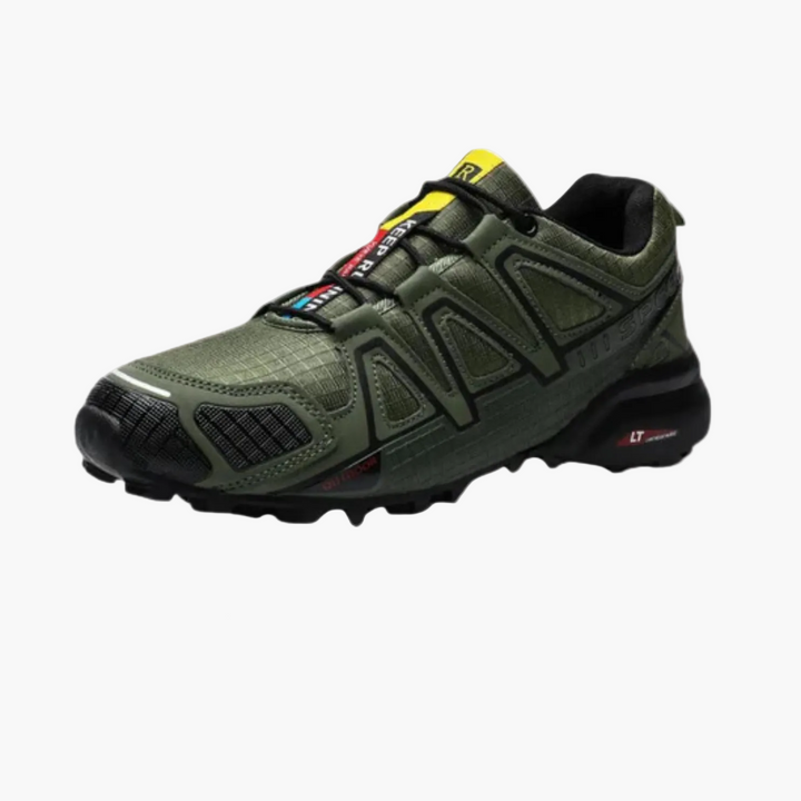 Men's colour-block running sneakers with lace-up fastening and ridged soles